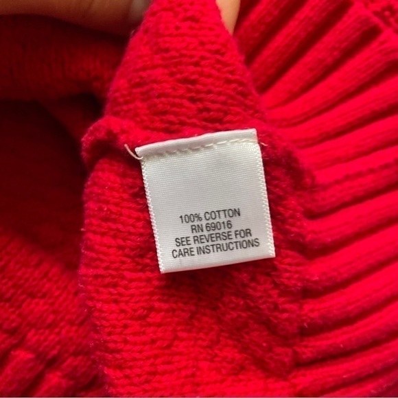 STUDIO Works Red Knit Cotton Sweater Size Petite Large - Picture 5 of 5